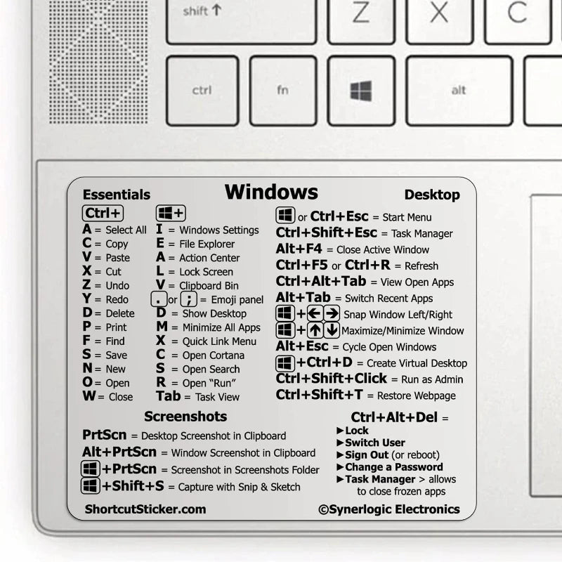 Reference Keyboard Shortcut Sticker Adhesive For PC Laptop Desktop Shortcut Sticker for Apple Mac Chromebook Window Photoshop