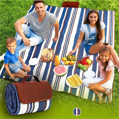 Picnic Blanket Extra Large Waterproof Mat 3-Layer Travel Beach Blankets W/ Handy Mat Tote Great Gifts for Outdoor Camping Hiking