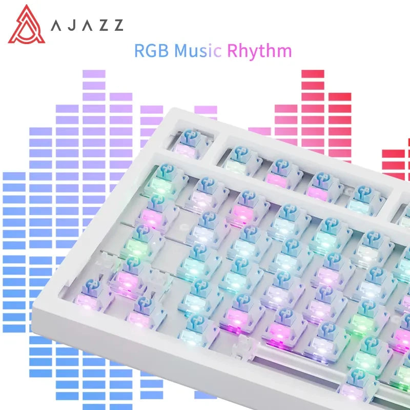 Ajazz Ak820 RGB Tri-Mode Wireless Gaming Mechanical Keyboard 82 Key Bluetooth 2.4GHz