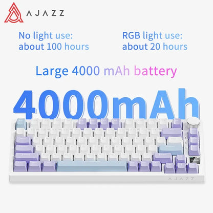 Ajazz Ak820 RGB Tri-Mode Wireless Gaming Mechanical Keyboard 82 Key Bluetooth 2.4GHz