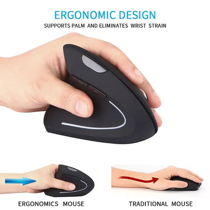 Wireless Left Hand Vertical Mouse Ergonomic Gaming Mouse 2.4G 1600DPI USB Optical Mice Mause For Computer Laptop PC