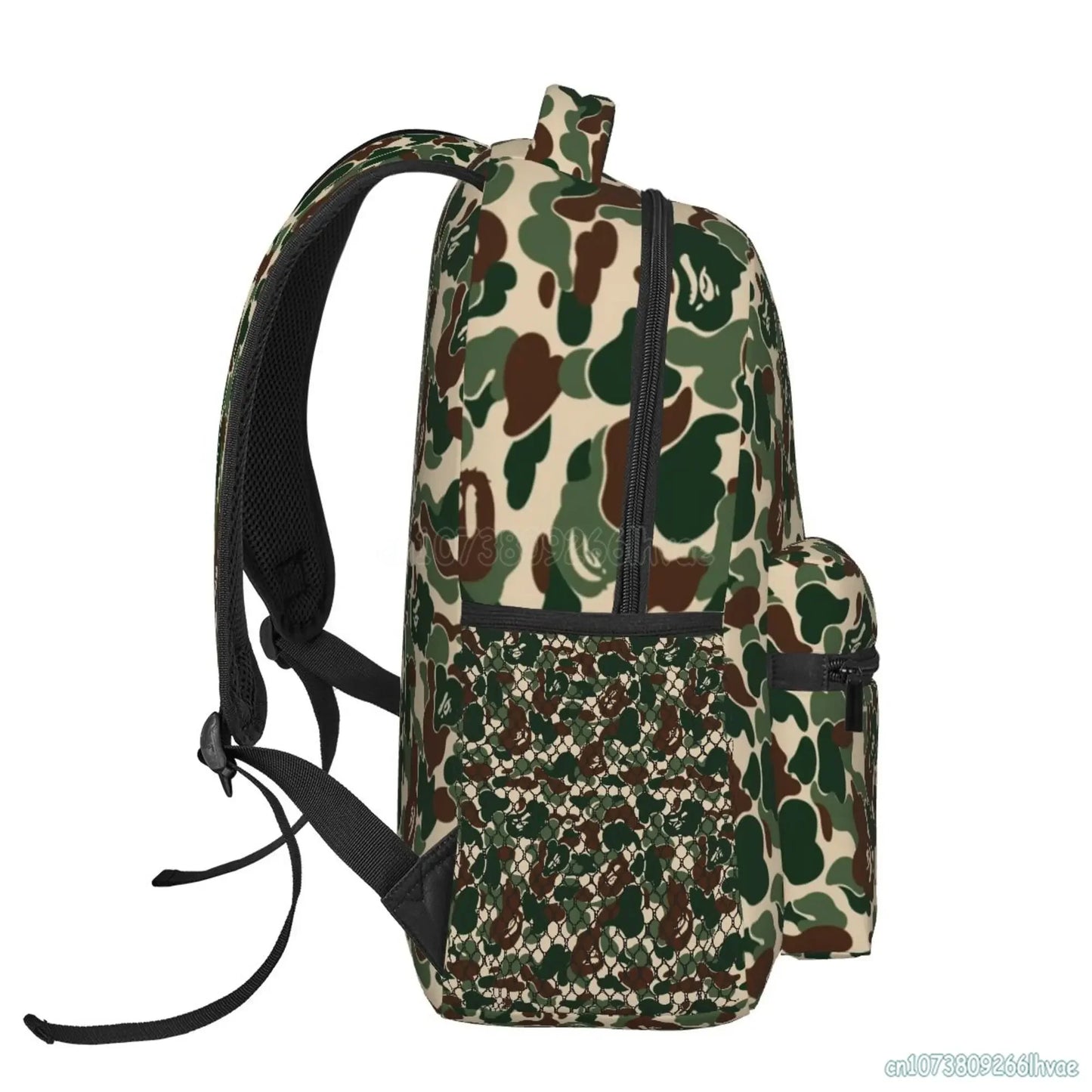 Green Camouflage Camo Backpack for Men Women Outdoor Travel Large Capacity Casual Daypack School Backpacks for Boys Girls