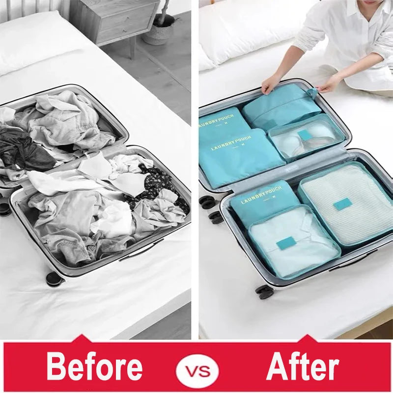 6pcs Travel Suitcase Storage Organizer Bags For Women