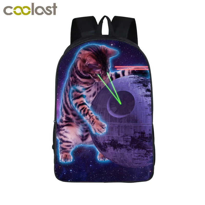 Funny Space Cat Unicorn Backpack Laser Cat Kitty Daypack Children School Bags for Teenagers Girls School Backpacks Kids Book Bag