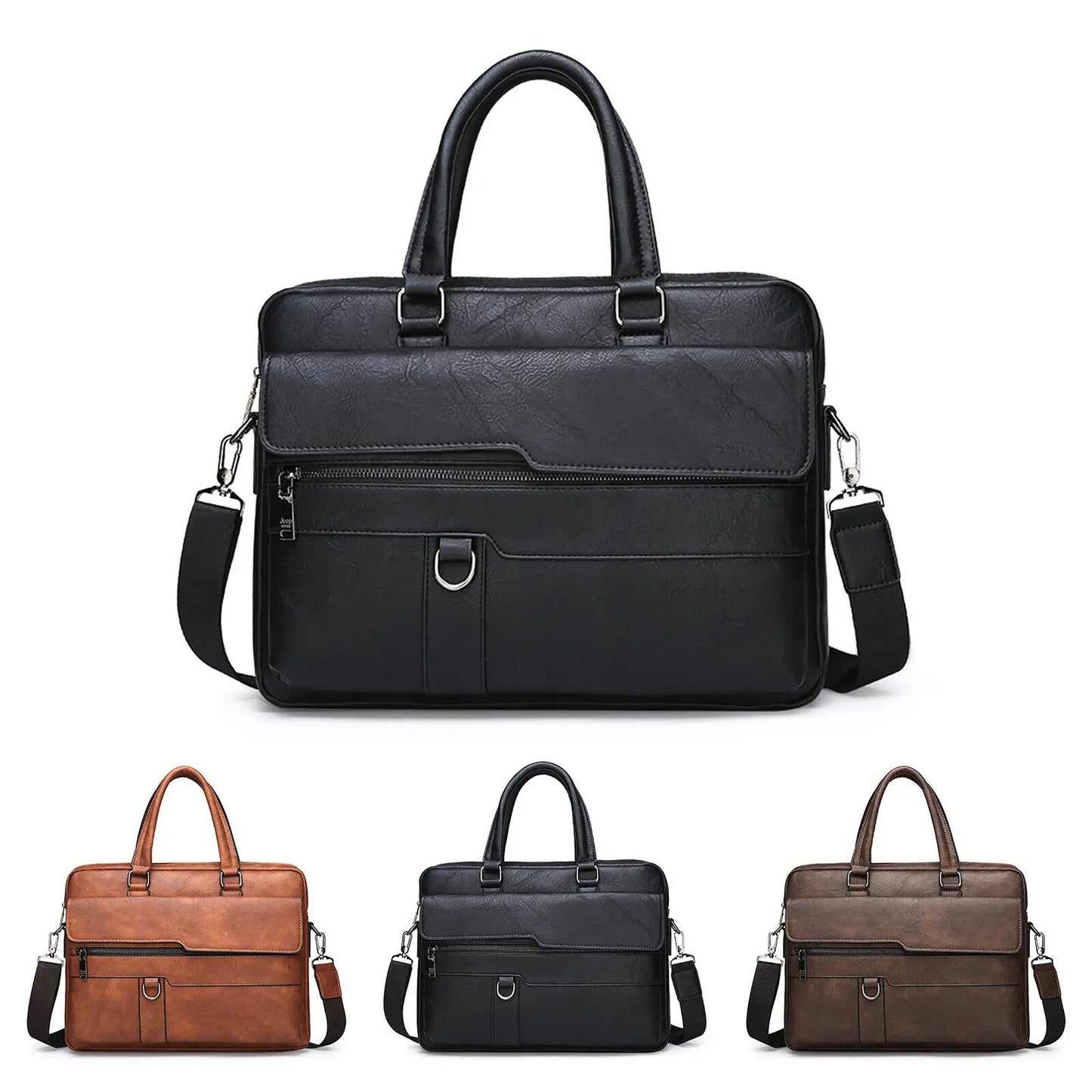 New Men Briefcase Bag Classical Retro PU Leather Luxury Brand Business Handbag Male Crossbody Shoulder Bag Laptop Computer Case