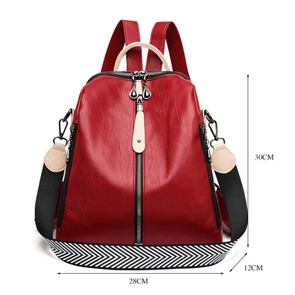 Women's Soft Leather Fashion Backpack - High-Quality Travel & School Bag