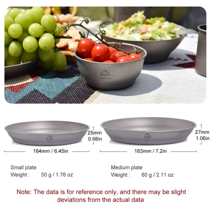 Widesea Camping Ultralight Titanium Bowl Plate Pan Tableware Set Multi Size Salad BBQ Dish Outdoor Dinner Travel Cookware Cup