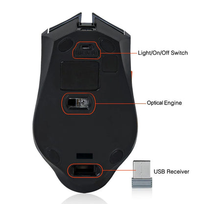 2400DPI Gaming Wireless Slient Button Computer Mouse With Built-in Lithium Battery 2.4G