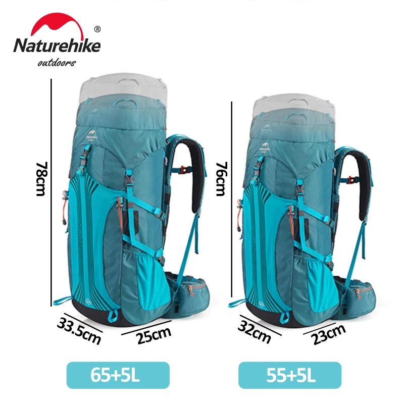 Naturehike Backpack 55L 65L Mens Backpack Professional Hiking Bag Suspension System