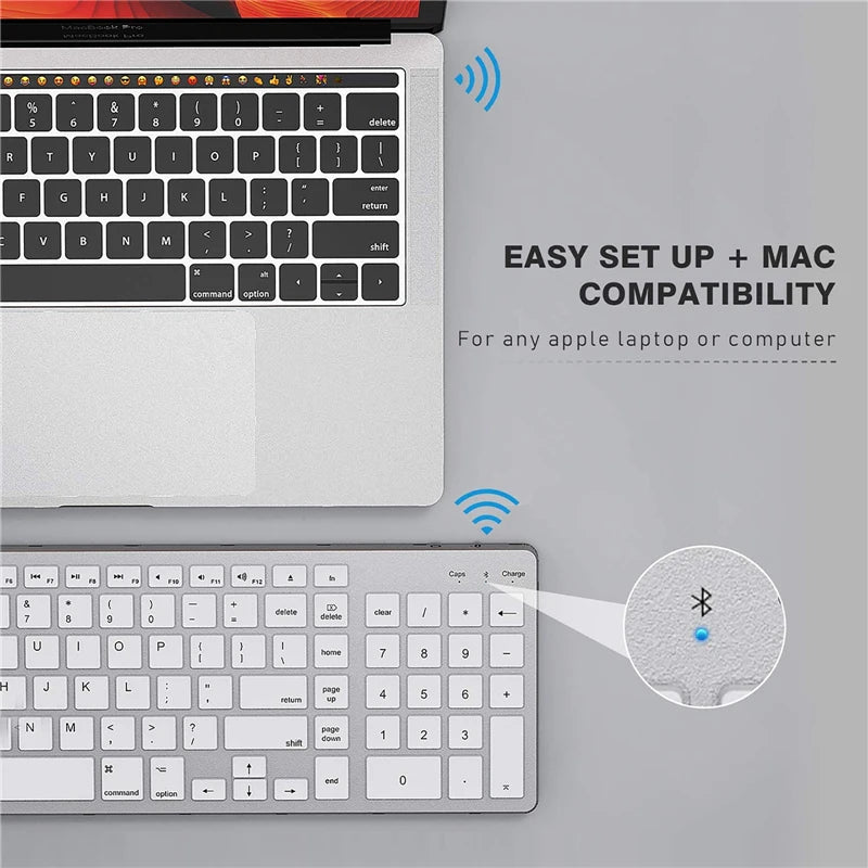 Ultra Slim Wireless Bluetooth Keyboard Compatible for Mac OS/iOS/iPad OS Rechargeable Keyboard for MacBook